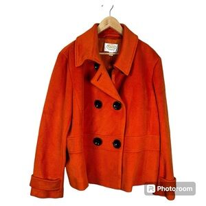 Talbots Women’s Wool Blend Peacoat Doible Breasted Large Button Fall Jacket 20W